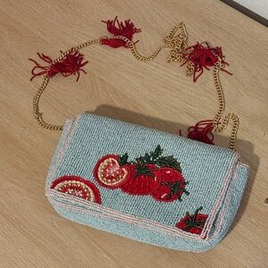 Beaded tomato crossbody bag